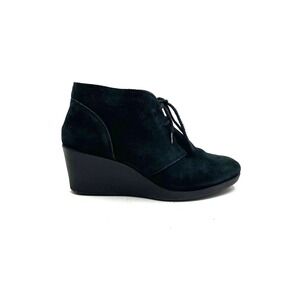 Crocs | Black Suede Wedge Booties Size 7.5